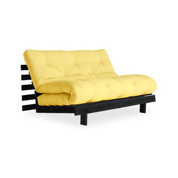 Sofa rozkładana z jasnożółtymobiciem Karup Design Roots Black/Yellow