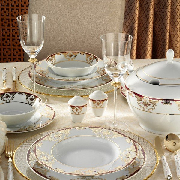 Komplet naczyń porcelanowych 59-częściowy Kutahya Lucembourg-image-3