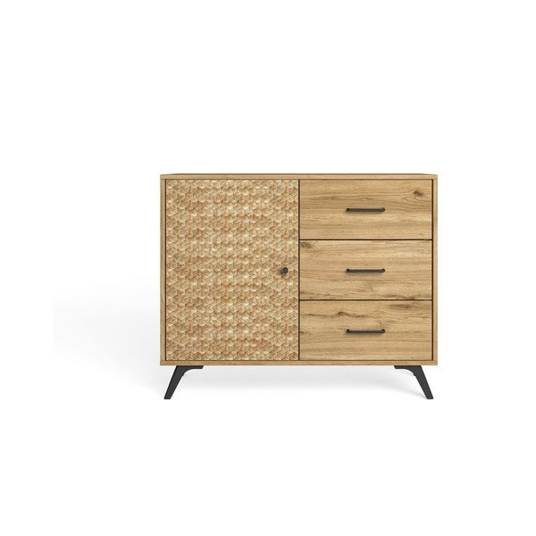Niska komoda w dekorze dębu 92x81 cm Malaca – Marckeric