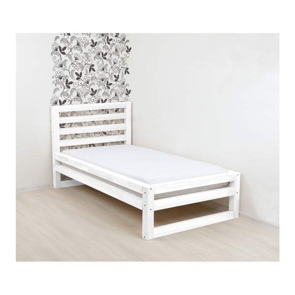 Białe drewniane łóżko 1-osobowe Benlemi DeLuxe, 200x90 cm