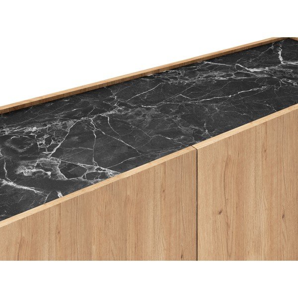 Czarno-naturalna szafka pod TV w dekorze dębu 160x48 cm Dione – Marckeric-image-1