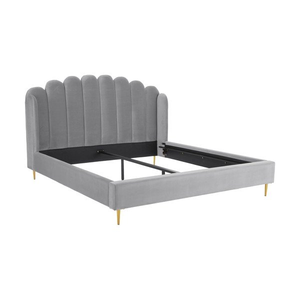 Szare tapicerowane łóżko Westwing Collection Glamour, 180x200 cm-image-4