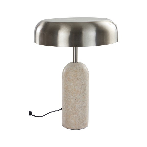 Lampa stołowa 
z trawertynu
 w kolorze srebra (wysokość 46 cm) Ina – Jotex