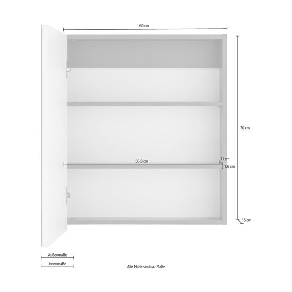 Szara ścienna szafka łazienkowa z lustrem Støraa Wisla, 60x70 cm-image-1