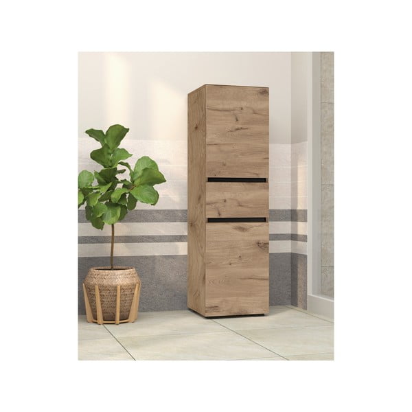 Wysoka wąska szafka łazienkowa w dekorze dębu 38x130 cm Wisla – Støraa-image-4