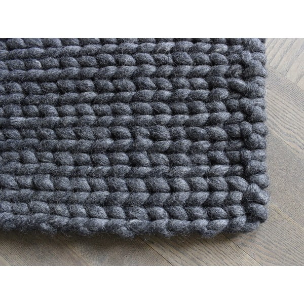 Antracytowy pleciony dywan wełniany Wooldot Braided Rugs, 170x240 cm-image-1