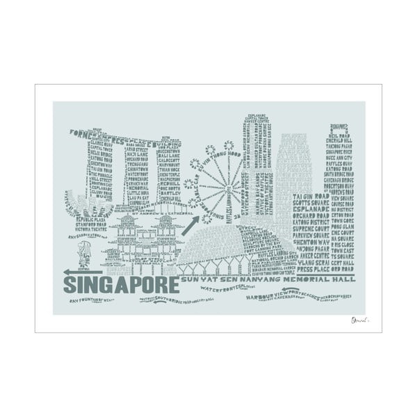 Plakat Singapore Grey&Grey, 50x70 cm