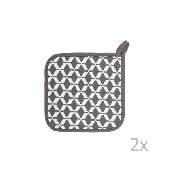 Komplet 2 szarych bawełnianych łapek Tiseco Home Studio Square-image-1