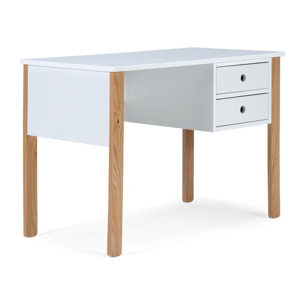 Białe biurko z drewna sosnowego SOB Indike