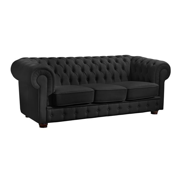 Czarna skórzana sofa Max Winzer Bridgeport, 200 cm