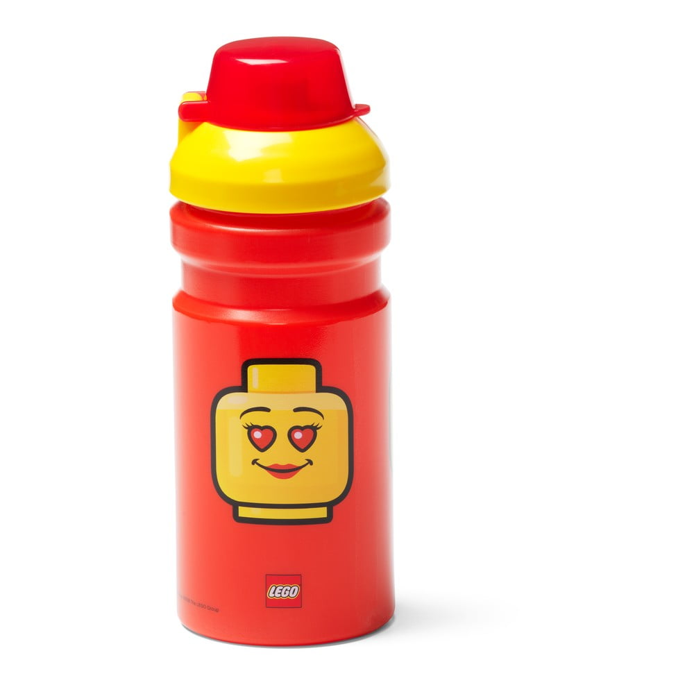 Czerwona butelka na wodę z żółtą zakrętką LEGO® Iconic, 390 ml