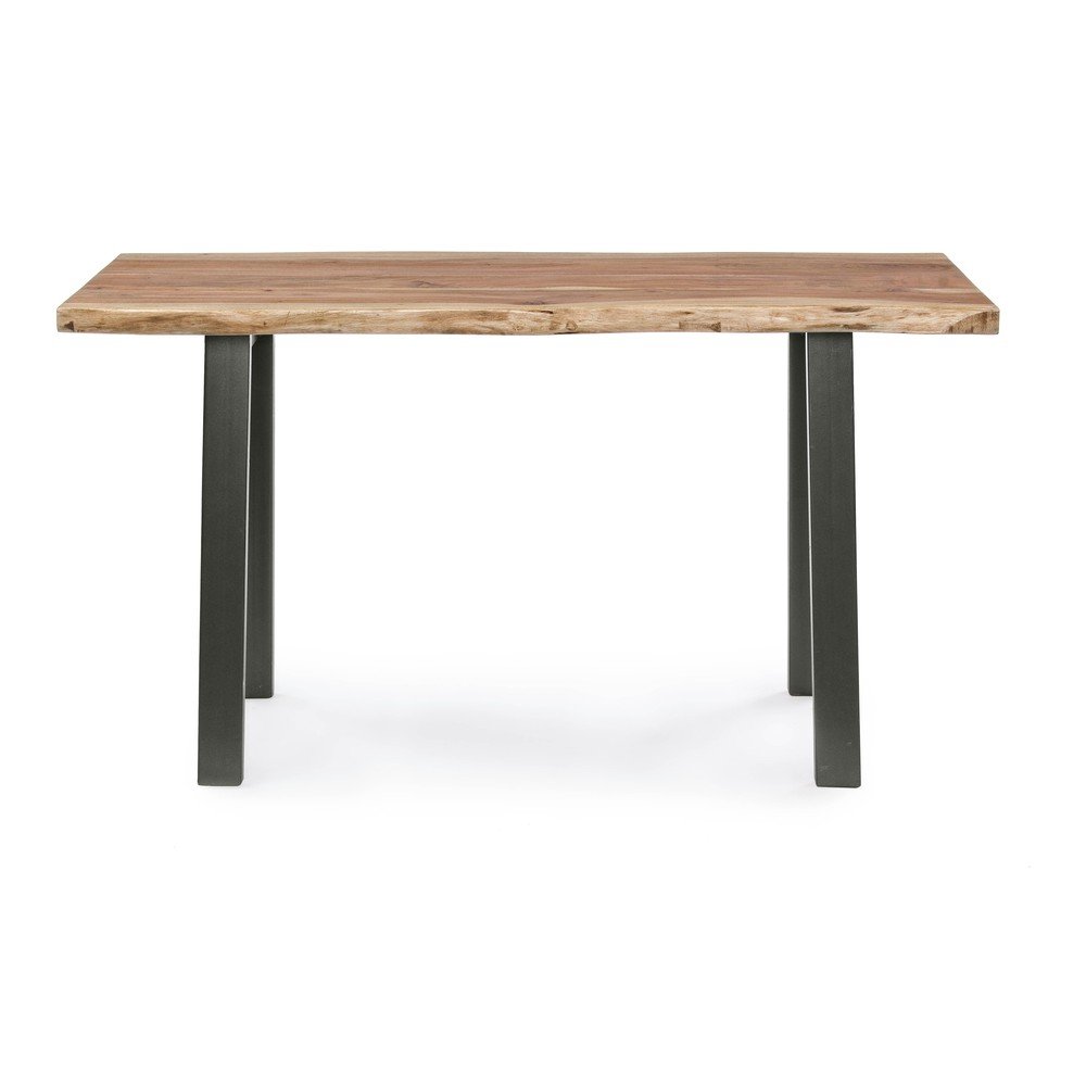 Czarno-naturalna konsola z blatem z drewna akacjowego 45x130 cm Aron – Bizzotto