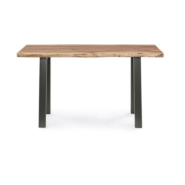 Czarno-naturalna konsola z blatem z drewna akacjowego 45x130 cm Aron – Bizzotto