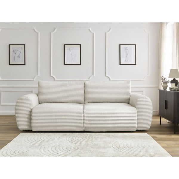 Kremowa sztruksowa rozkładana sofa 257 cm Lucien – Bobochic Paris-image-1
