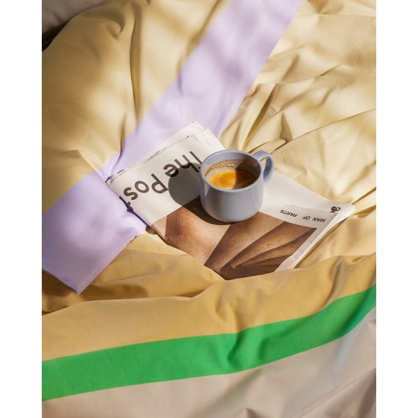 Lawendowo-beżowa bawełniana pościel jednoosobowa 140x220 cm Block – Hübsch-image-1