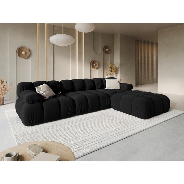 Czarna aksamitna sofa 282 cm Bellis – Micadoni Home-image-1