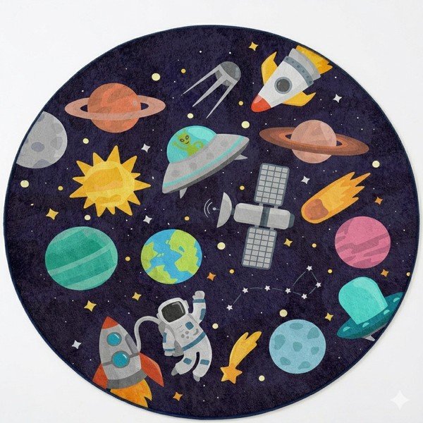 Ciemnoniebieski dziecięcy dywan do zabawy odpowiedni do prania ø120 cm Into The Space – Mila Home