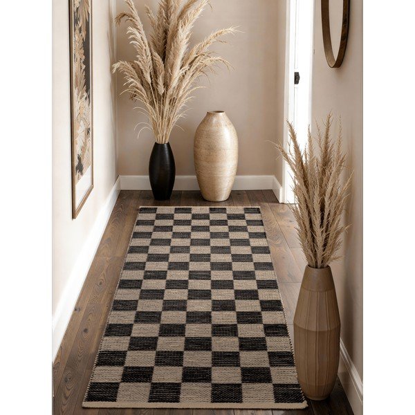 Czarny/kremowy chodnik z mieszanki juty tkany ręcznie 80x200 cm Rex – Hanse Home-image-1