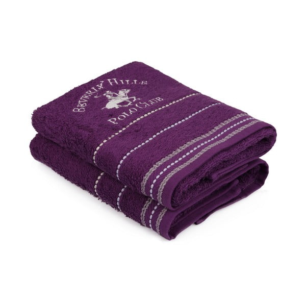 Zestaw 2 fioletowych ręczników do rąk Polo Club