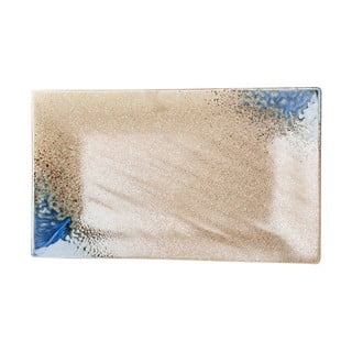 Niebiesko-beżowy ceramiczny talerz MIJ Earth & Sky, 33x19 cm