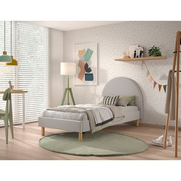 Szare tapicerowane łóżko ze stelażem 90x200 cm MOON – Vipack-image-1