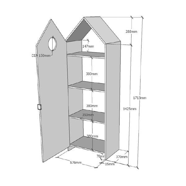 Biała szafa w kształcie domku Vipack Casami-image-3