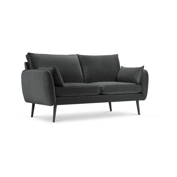 Ciemnoszara aksamitna sofa z czarnymi nogami Kooko Home Lento, 158 cm-image-2
