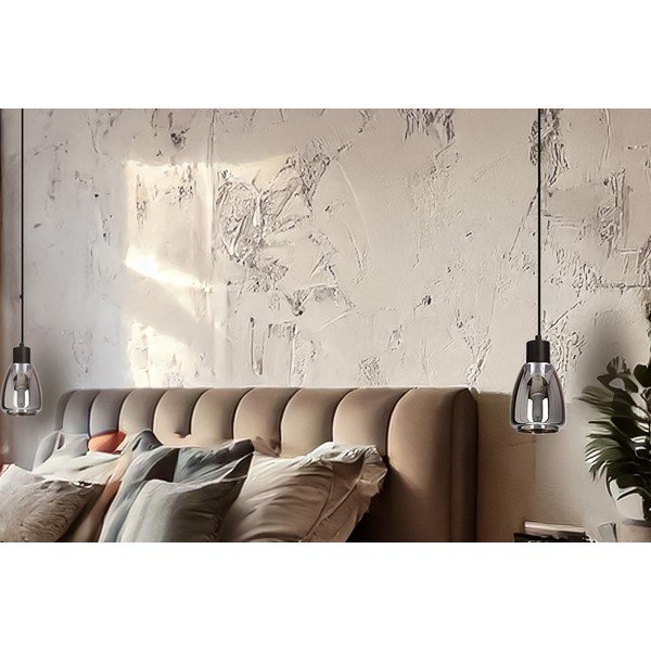 Czarna lampa wisząca ze szklanym kloszem ø 12 cm Moldo – Candellux Lighting-image-2