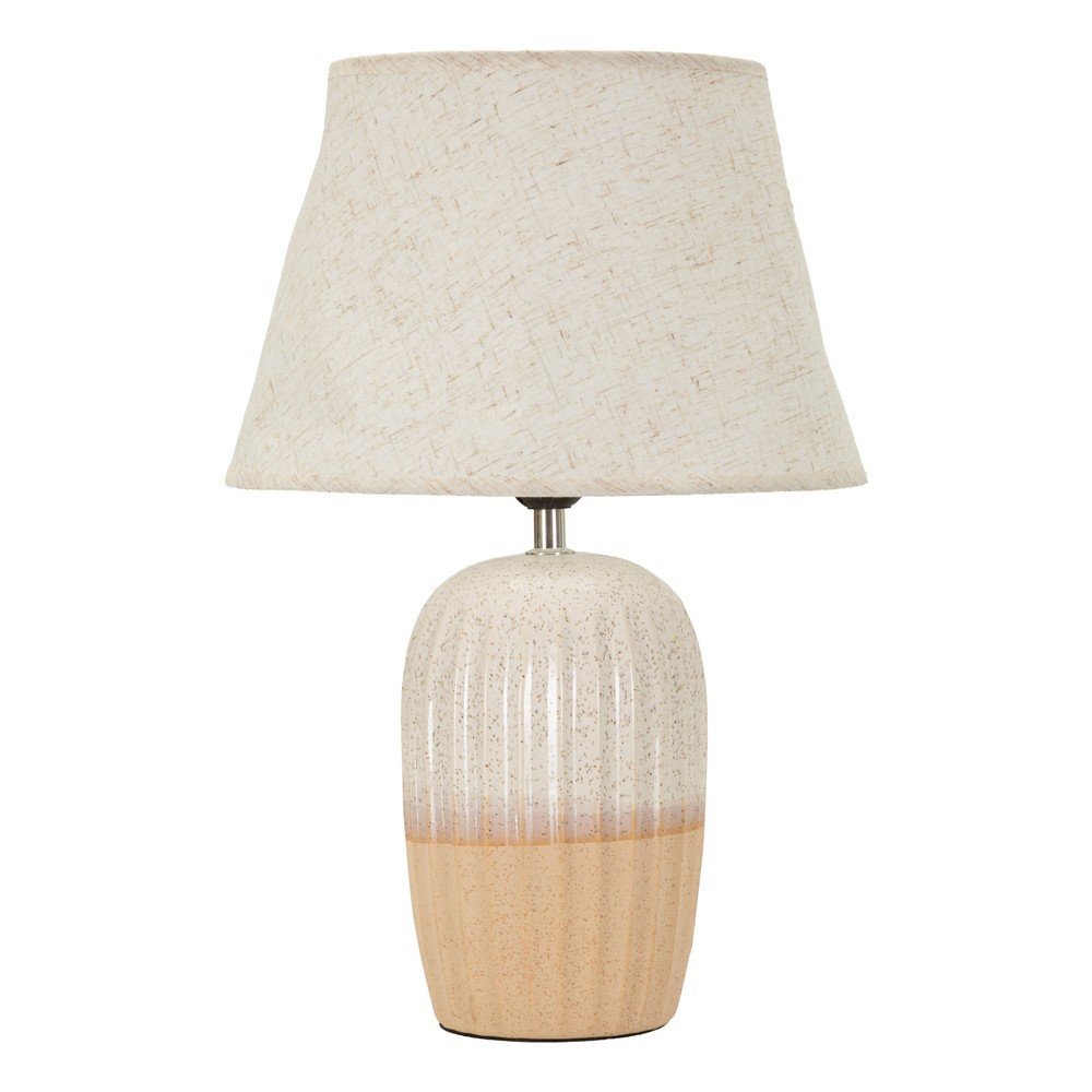 Kremowa lampa stołowa ceramiczna z tekstylnym kloszem (wysokość 44 cm) Japandi – Mauro Ferretti
