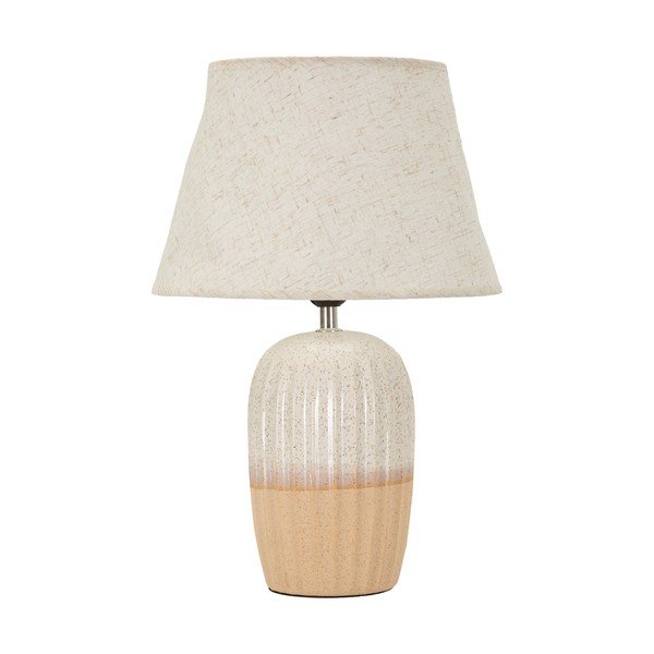 Kremowa lampa stołowa ceramiczna z tekstylnym kloszem (wysokość 44 cm) Japandi – Mauro Ferretti