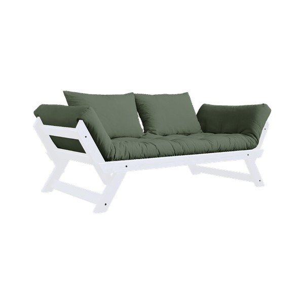 Sofa rozkładana z zielonym obiciem Karup Design Bebop White/Olive Green-image-3