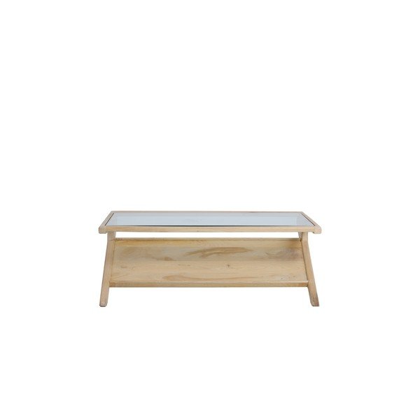 Stolik ze szklanym blatem w jasnym naturalnym kolorze 70x112 cm Yuki – Light & Living-image-2