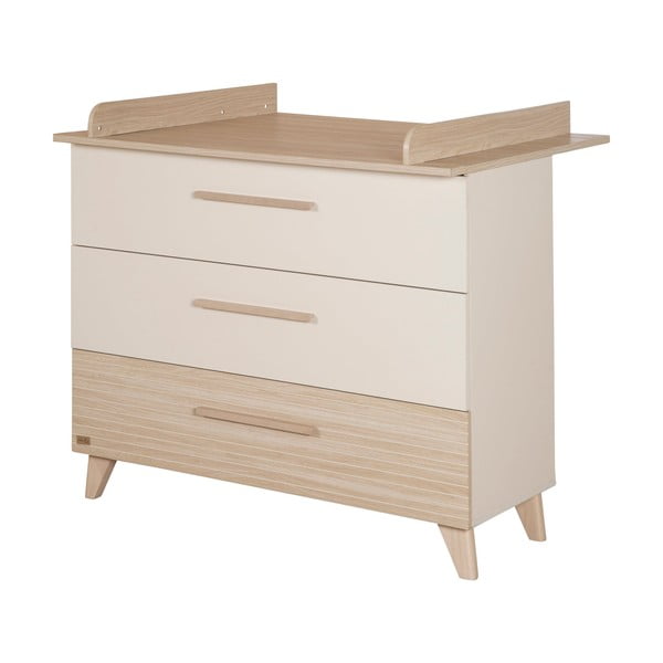 Kremowo-naturalna komoda dziecięca w dekorze dębu z przewijakiem 110x98x75 cm Sidney – Roba