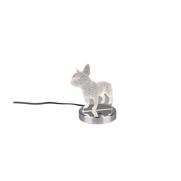 Lampa stołowa LED w kolorze błyszczącego srebra (wys. 17 cm) Dog – Trio