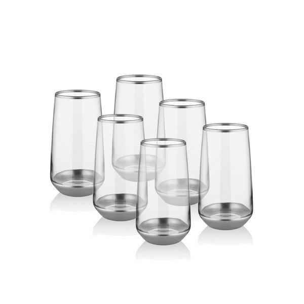 Zestaw 6 szklanek Mia Glam Silver, 380 ml-image-1