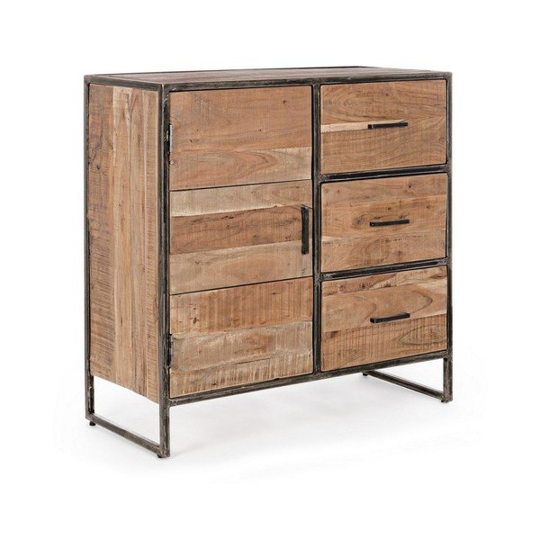 Komoda z litego drewna akacjowego w naturalnym kolorze 90x90x40 cm Elmer – Bizzotto