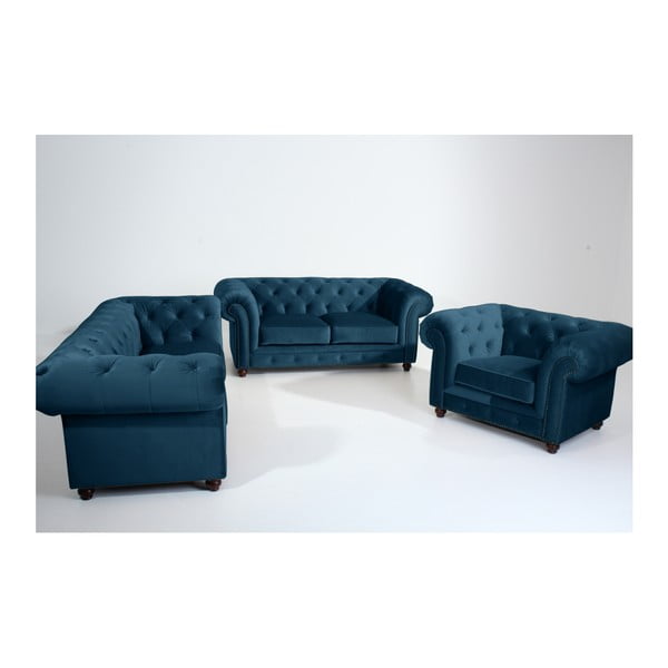 Niebieska sofa Max Winzer Orleans Velvet, 216 cm-image-1