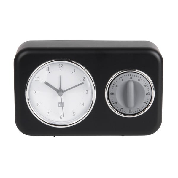 Czarny zegar z minutnikiem PT LIVING Nostalgia-image-1