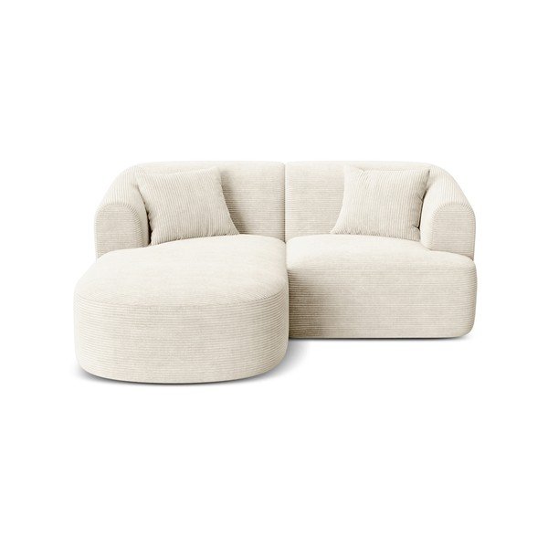 Beżowy sztruksowy narożnik (lewostronny/z szezlongiem) Campi – Cosmopolitan Design