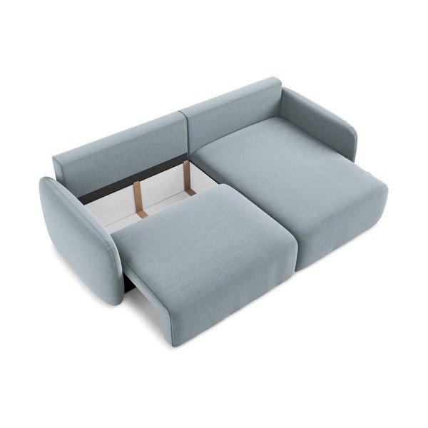 Niebieski aksamitny rozkładany/ze schowkiem narożnik (prawostronny/z szezlongiem) Kalena – Makamii-image-4