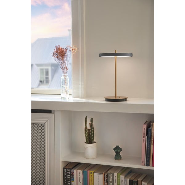 Antracytowa lampa stołowa LED ze ściemniaczem i metalowym kloszem (wysokość 31 cm) Asteria Move – UMAGE-image-3