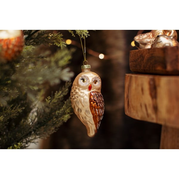 Szklana ozdoba świąteczna wykonana ręcznie 13 cm Owl – Sass & Belle-image-1