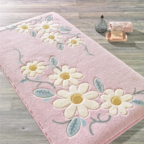 Różowy dywanik łazienkowy Confetti Bathmats Margherita, 80x140 cm
