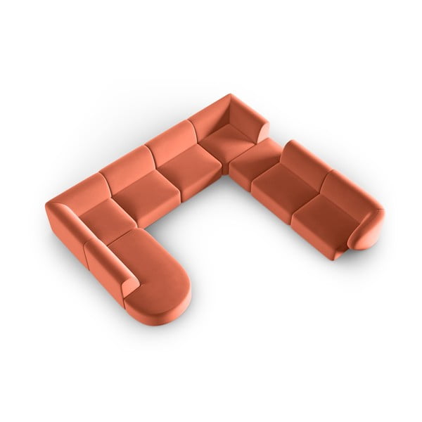 Różowy aksamitny narożnik (prawostronny/w kształcie litery U) Paolo – Milo Casa-image-1