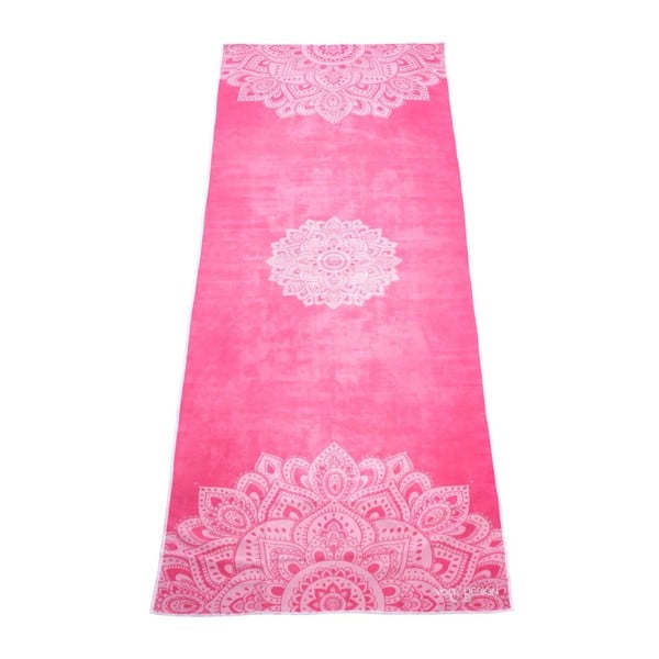 Różowy ręcznik na jogę Yoga Design Lab Hot Mandala, 340 g