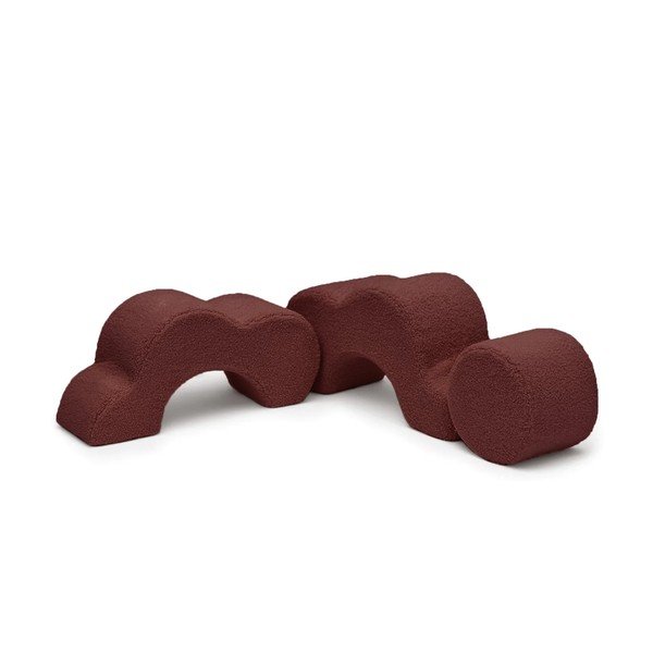 Brązowy piankowy plac zabaw 3 szt. z materiału bouclé wysokość 27 cm 88x90 cm – Meowbaby-image-4