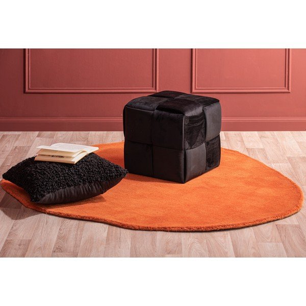 Czarny aksamitny taboret Weaved – Leitmotiv-image-1