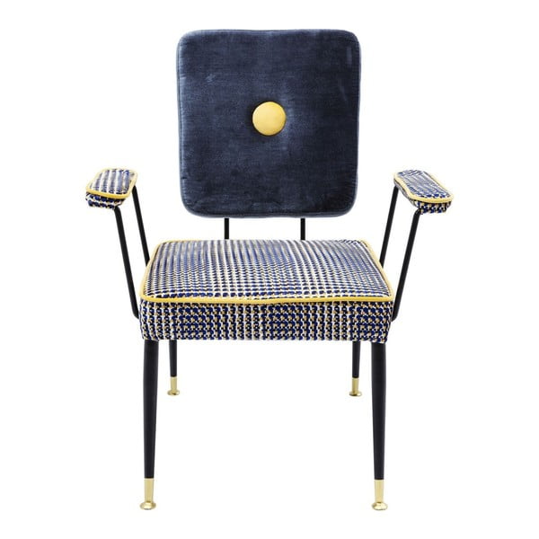 Niebiesko-żółte krzesło z podłokietnikami Kare Design Factory