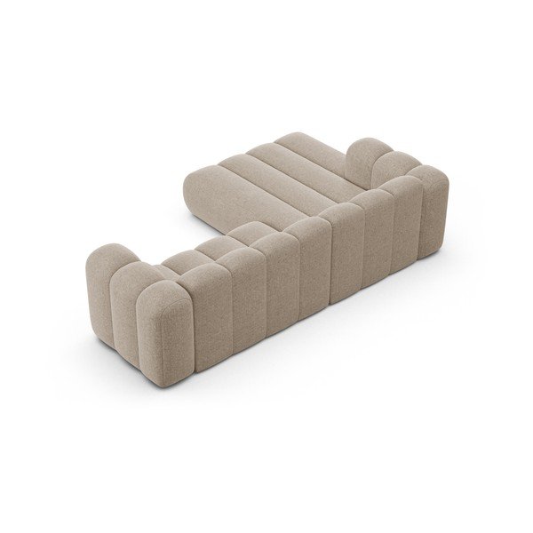 Beżowy narożnik z tkaniny szenilowej (lewostronny/z szezlongiem) Lupine – Micadoni -image-3