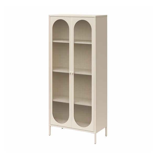 Kremowa metalowa witryna 80x186x40 cm Luna – Støraa-image-4